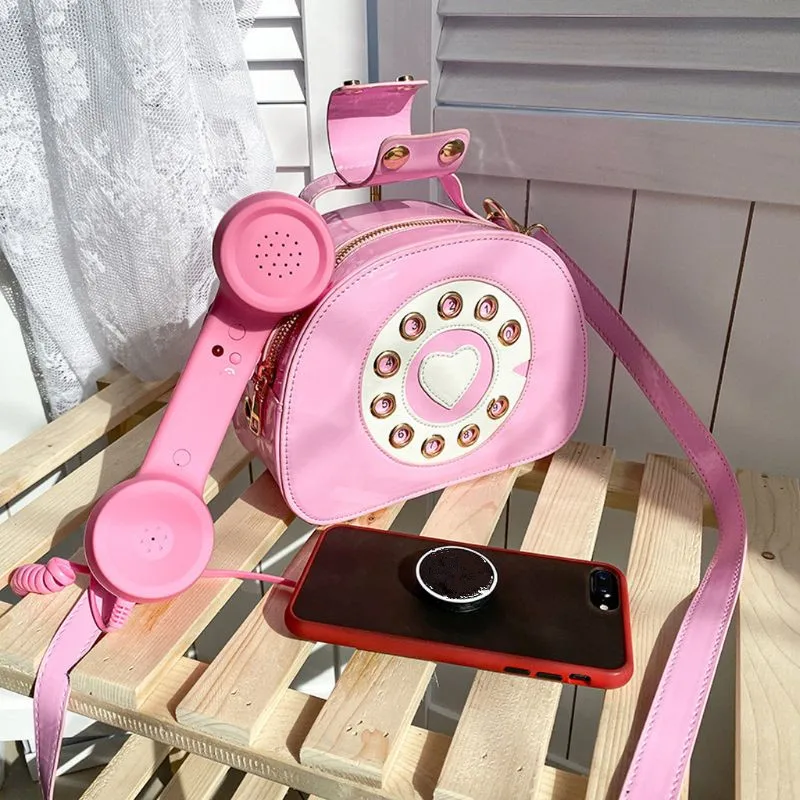 Creative Phone Shaped Handbags for Women Funny Personality Shoulder Bags Dial Telephone Shape Purse