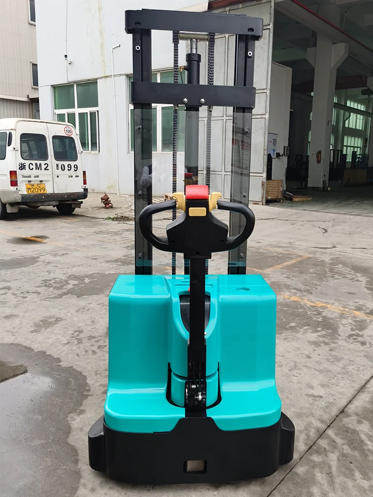 New Lithium Battery 1500kg 2000kg Lift 1.6m to 3.5m Walkie Stacker Fully Electric Pallet Stacker Forklift