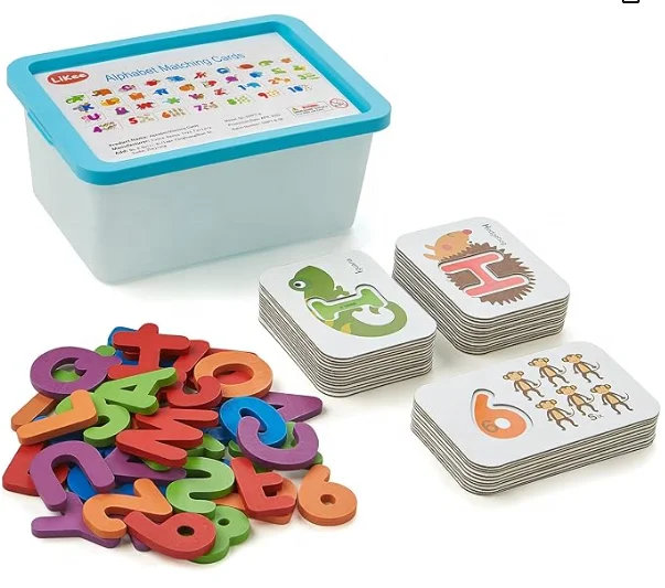 C02324 Alphabet Number Flash Cards Wooden Letter Puzzle ABC Sight Words Match Games Counting Board Preschool Educational )