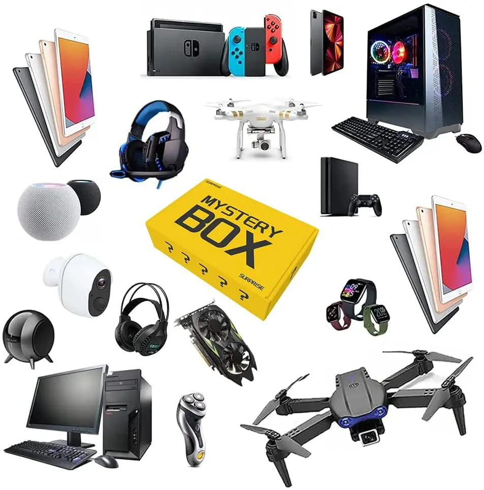 New Mystery Gift Box has a chance to open 3C electronic products: wireless Gaming earphones, Tablet Computer,Smart Watches,Drone