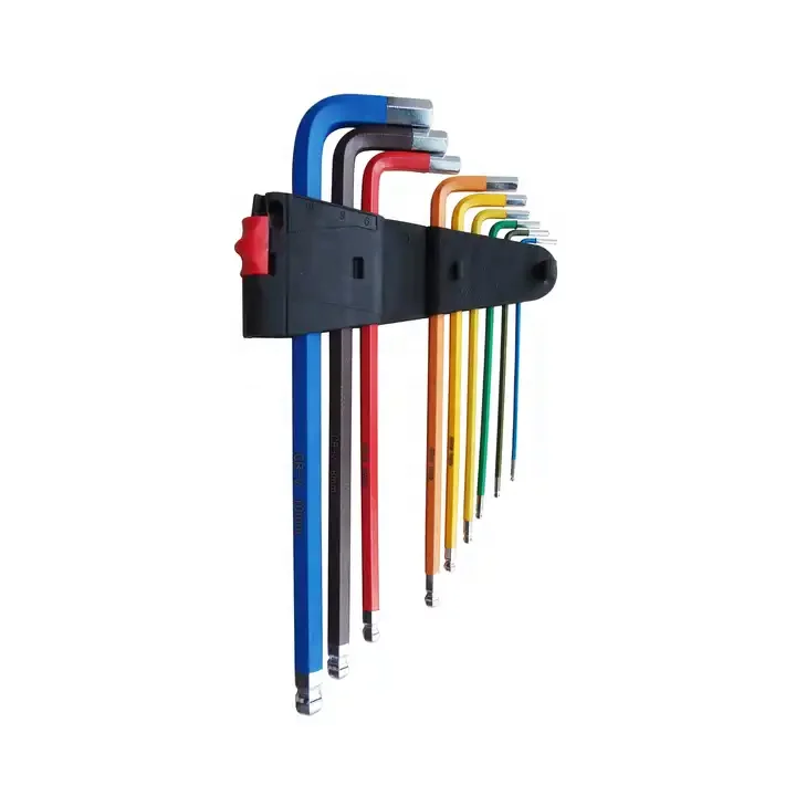 High Quality Hot Sale Oem 9PCS Multi Color Long Arm Ball-End Chrome vanadium steel Allen Hex Key Set