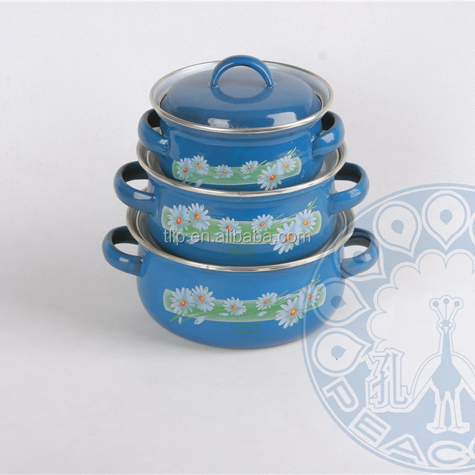 
3pc 5pc slap-up enamel casserole dark color with double ears/kitchenware pot/cook ware 