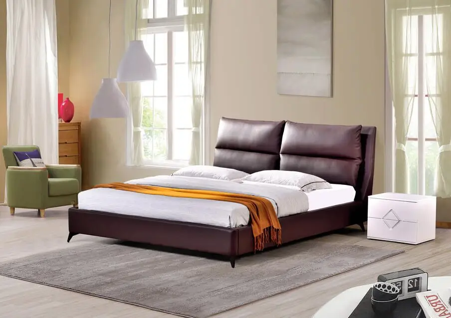 1,8 м двуспальная кровать кожа мягкая кровать массажер современный многофункциональный татами кожа кровать с Bluetooth динамик