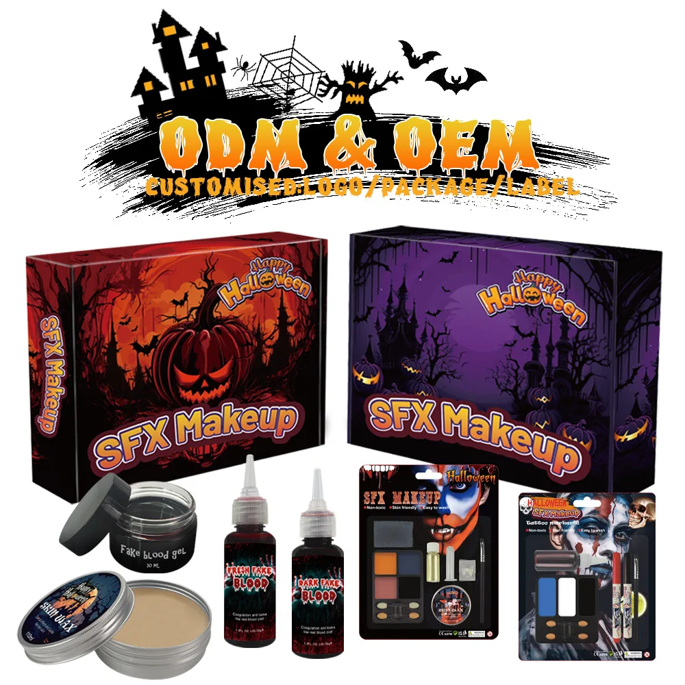 Nicro Halloween Cosplay Makeup Props Fake Blood Spray Horror 3D Bleed Temporary Scar Wound Halloween Makeup Liquid Latex Set