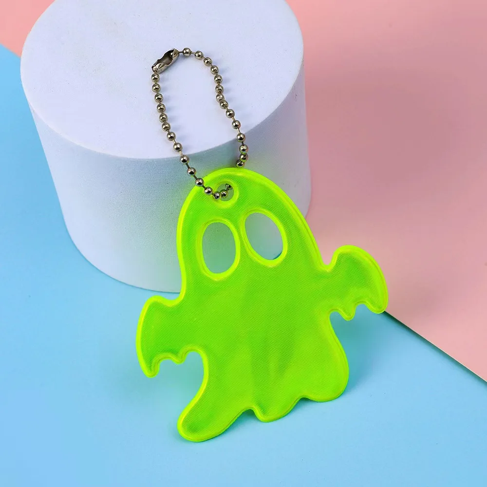 new design reflective key chain  pvc security hanger bag pendant reflective halloween ghost key chain