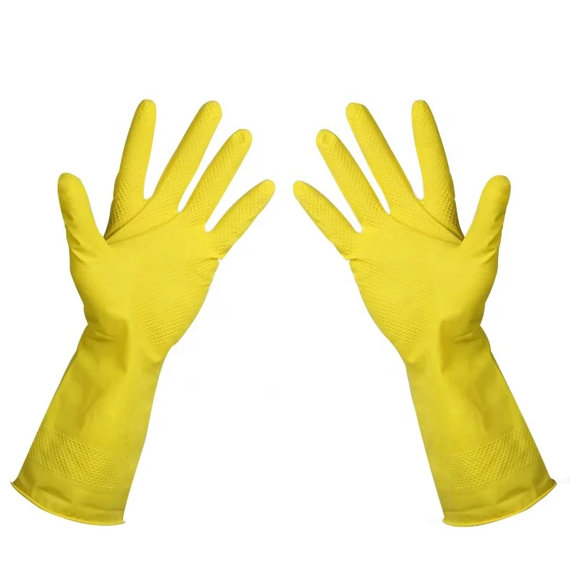 Latex Rubber Gloves Kitchen Dishwashing Household Cleaning Latex Rubber Gloves
