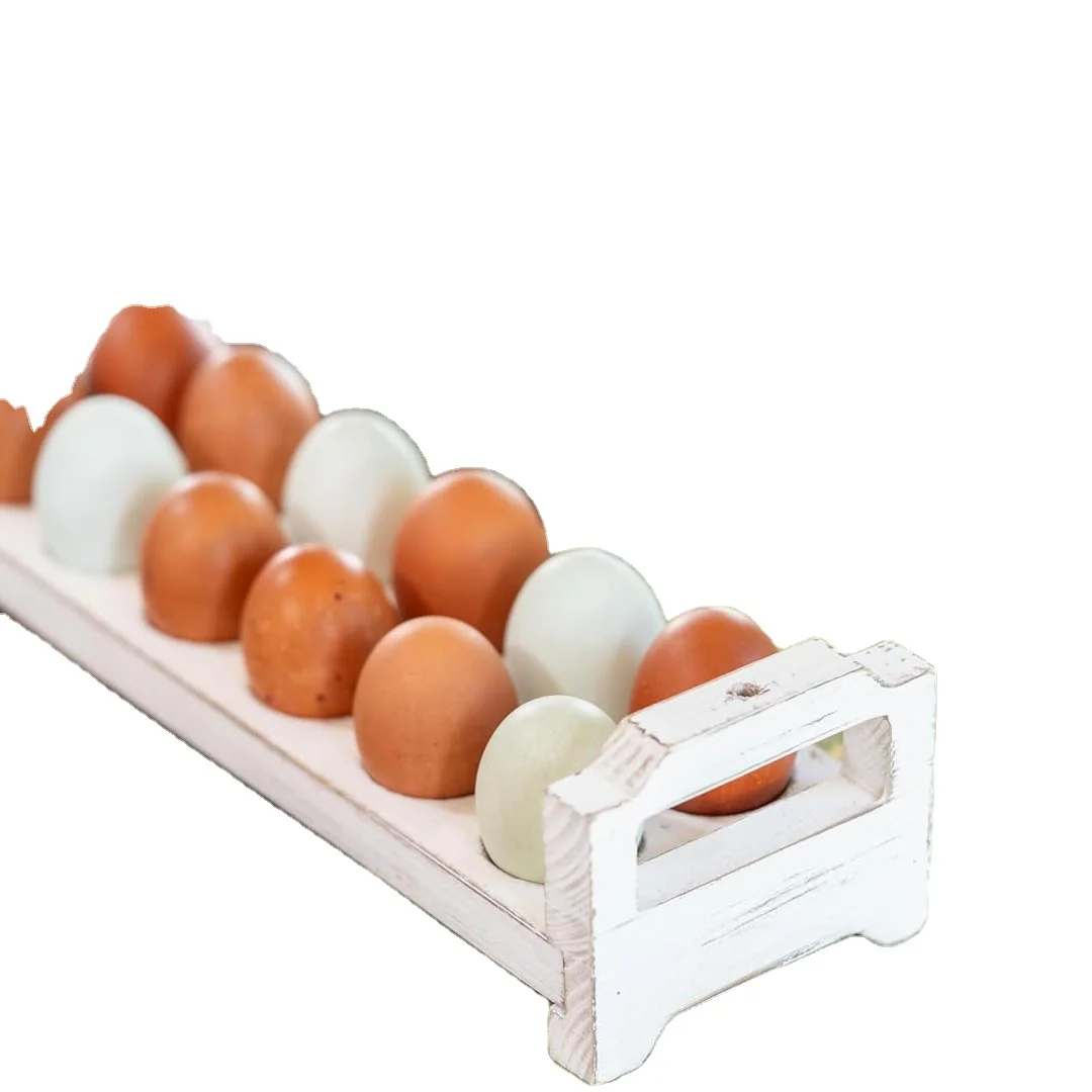 Fresh Egg Rack Table Storage - Stackable Wooden Egg Rack, Suitable for Egg Rack, Suitable for Fresh Eggs with Ergonomic Handle -