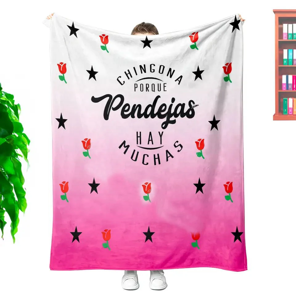 Newest Custom Chingona Mexican Pattern Sublimation Hoodie Blanket Oversized Soft Fleece Throw Blankets