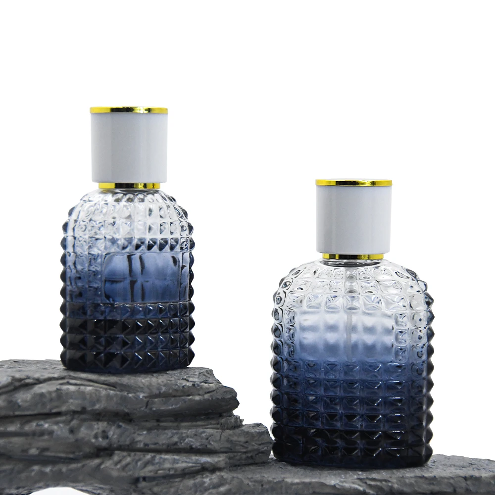 Luxury perfume bottle new vertical granulated glass 30ml 50ml sub packaging spray transparent glass empty bottle