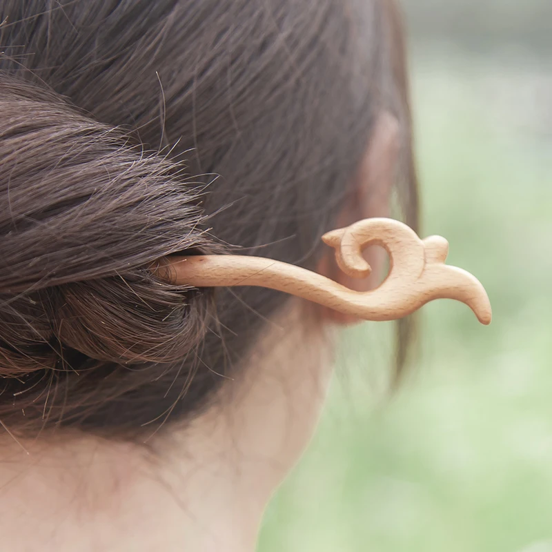 Wooden Hair Sticks Retro Wooden Hairpin Chinese Vintage Hair Handmade Carved for Women Bun Chignon Holder Accessories
