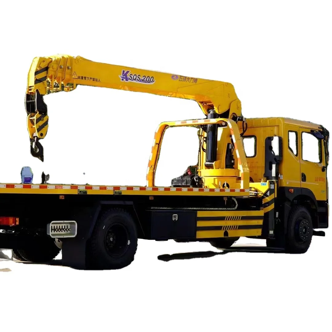 Dongfeng 1 Pull 2 Cars Tow Wrecker truck crane price/8ton truck crane/Rear hydraulic turnover