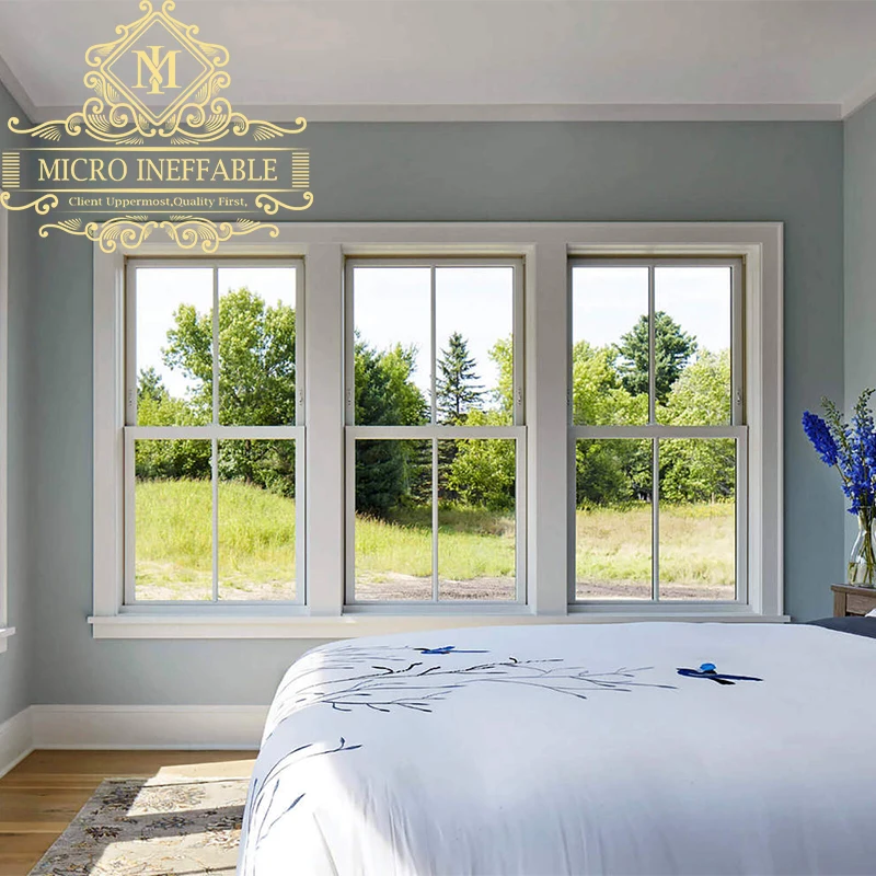Customized Interior Residential Vinyl Single Hung Double Hung Window UPVC Windows