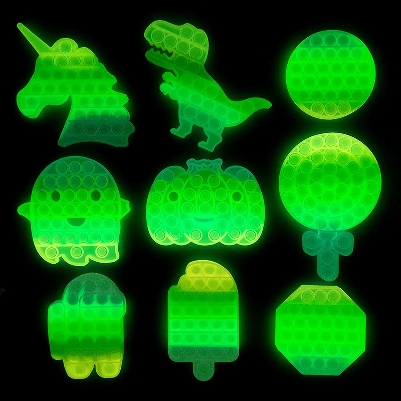 Glow In The Dark Fidget Sensory Toys Silicone Stress Reliever Kids Push Toys Pack Kit Fun Pop Fidget Toys Set