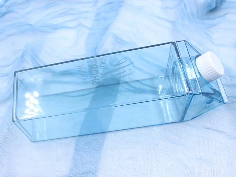 
Milk tea Carton plastic water bottle, BPA Free Square Shape Unicorn milk box bottle 