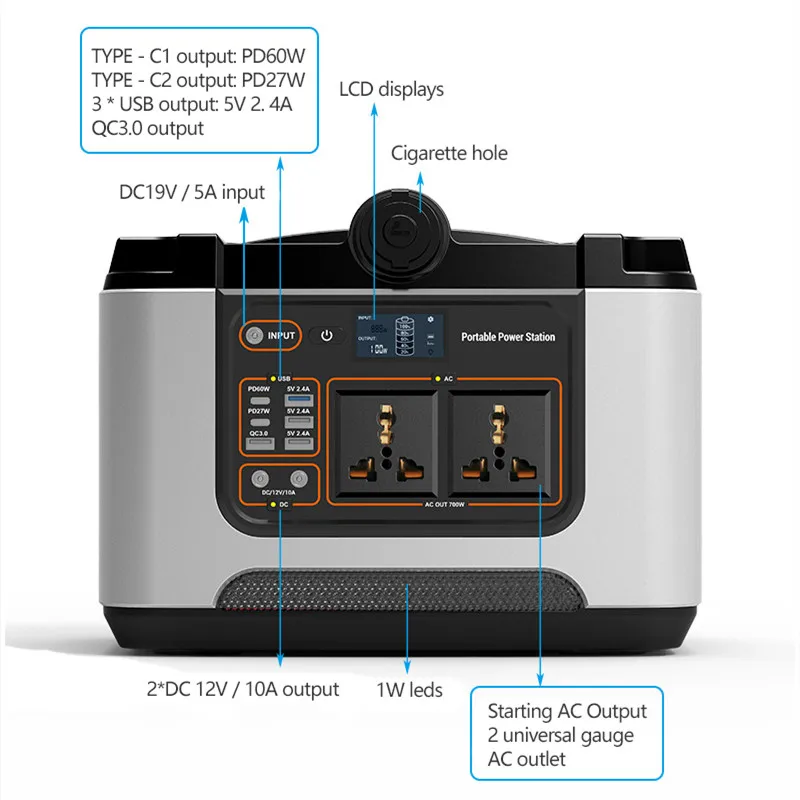 RAAYA Industry Lifepo4 Battery Power Station 400W 700Wh Oem Portable Lithium Power Station