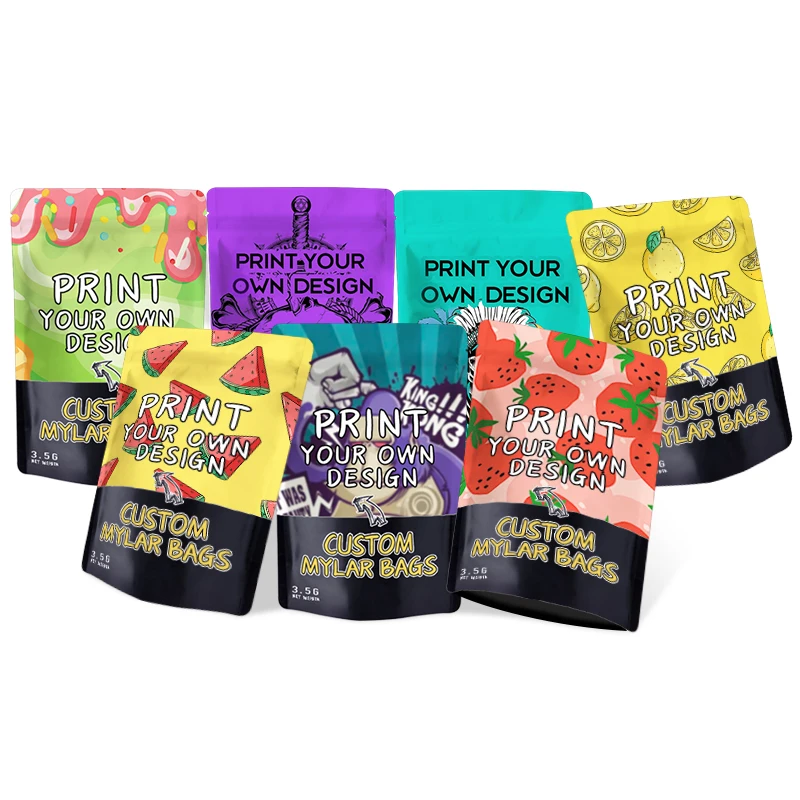 Custom Printed Plastic Bag Zip lock Edibles Gummy Standing Up Pouch Freeze Dried Dry Candy Sweets Packaging Mylar Bags