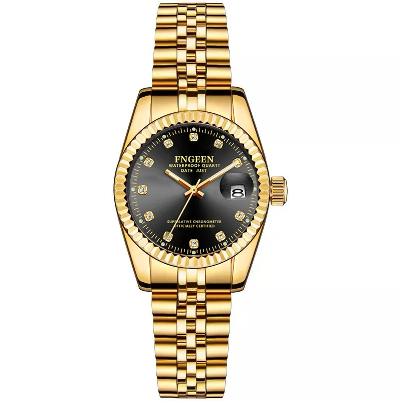 wholesale fashion luxury Stainless steel couples wristwatches waterproof gold quartz Watch for men