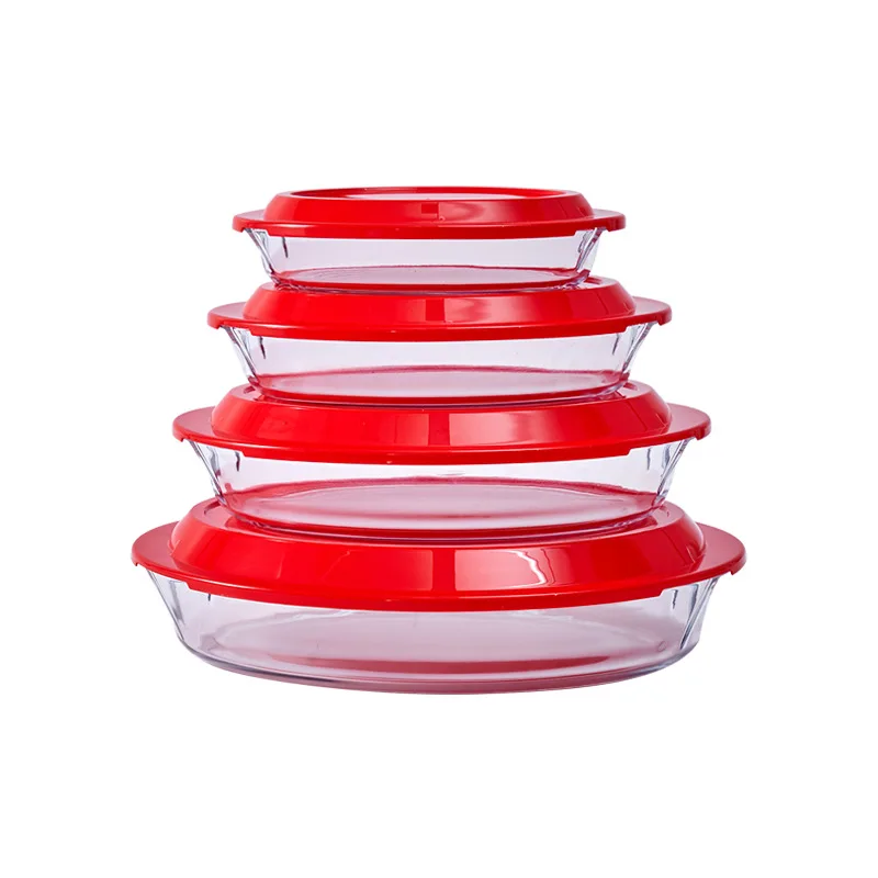 Wholesale Microwave oven thick heating glass baked rice tray fish tray glass baking tray with lid