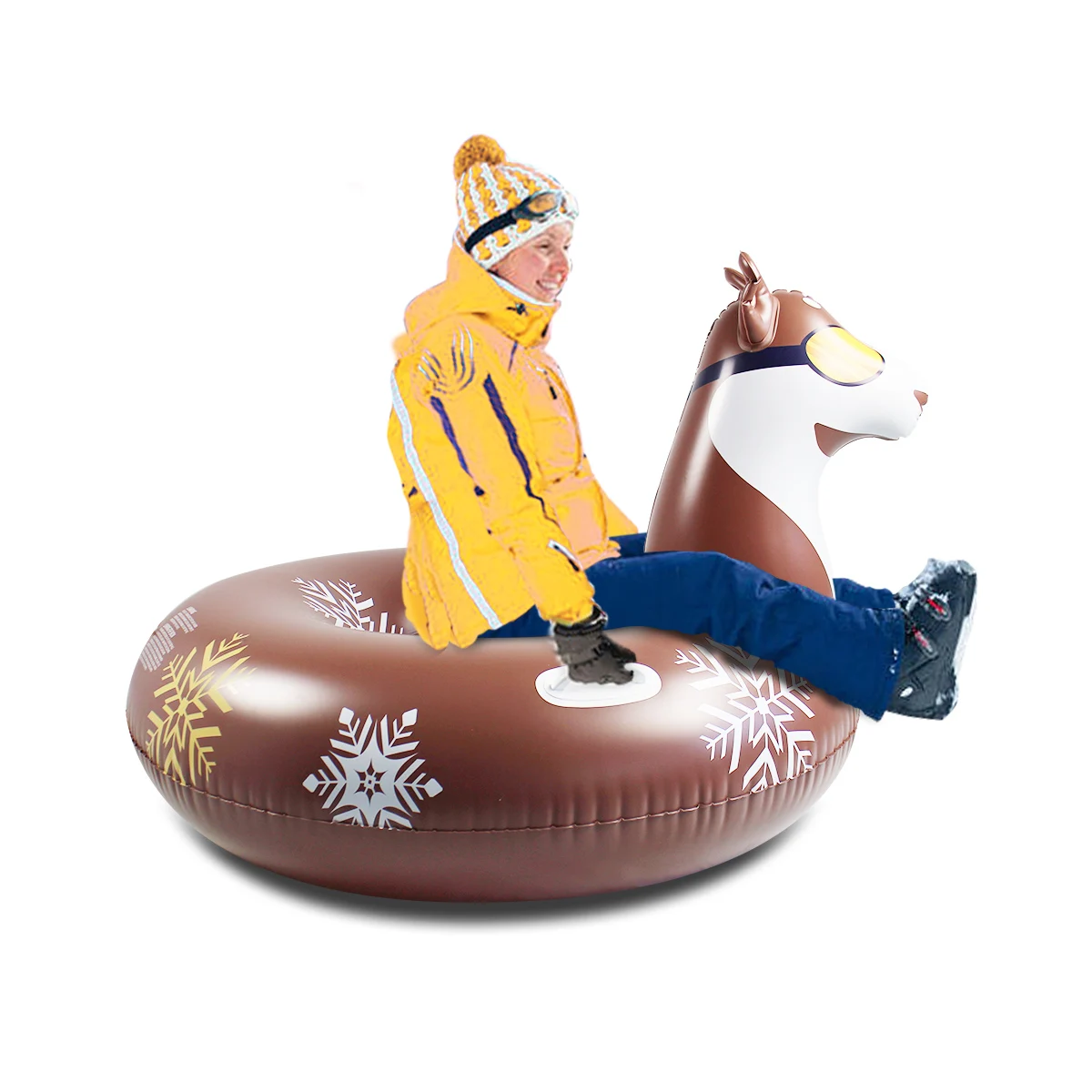 Winter Outdoor ski facility Fun Inflatable Husky Dog Snow Tube Freeze-resistant Snow Sledding Tube With Handles