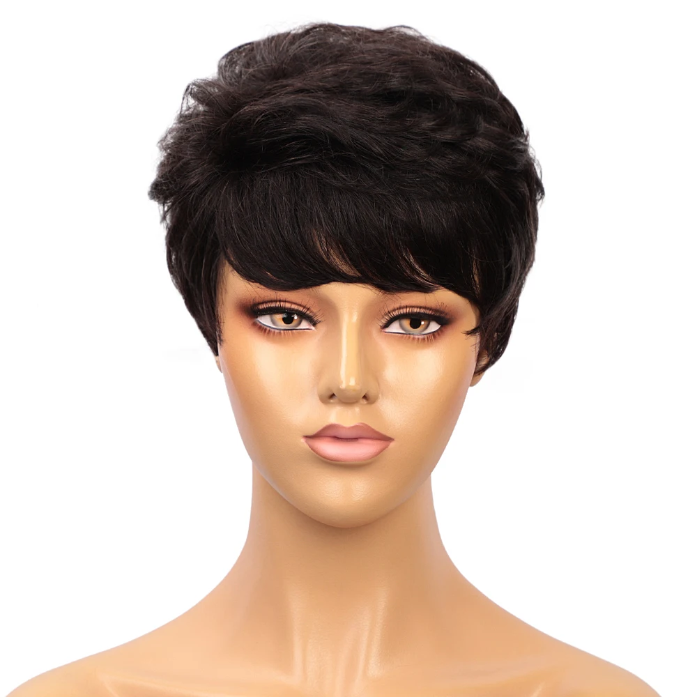 Aisi Hair Cheap Vendor Short Pixie Cut Curly Wave Unprocessed  Brazilian Hair For Black Women Human Hair Wigs