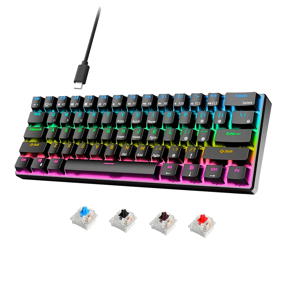 SAMA OEM проводная USB портативная эргономичная 60 клавиатура Hotswap RGB мини игровые Teclado геймеры 60% механическая клавиатура