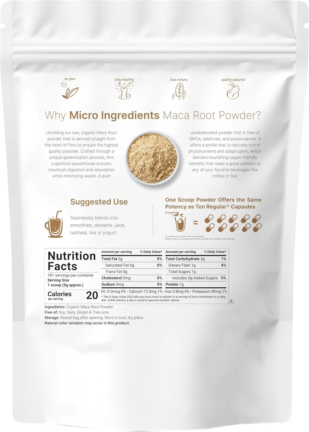 OEM Hot Sale Maca Root Powder Stamina Enhancement NO GMO Vegan Friendly 453 Gram