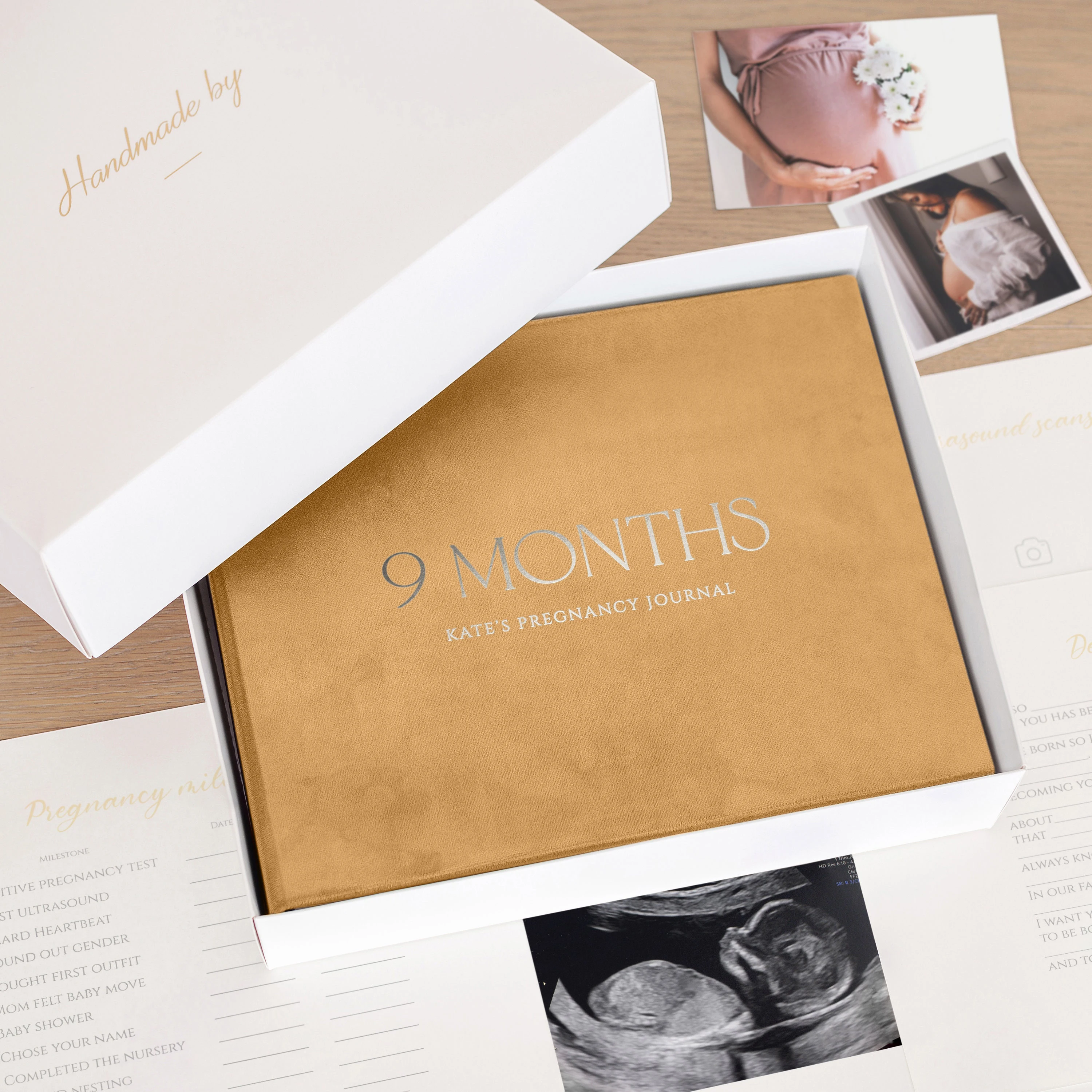 LABON Personalized Gift Luxury Beautiful Velvet Cover My Pregnancy Diary Journal And Memory Book Keepsake