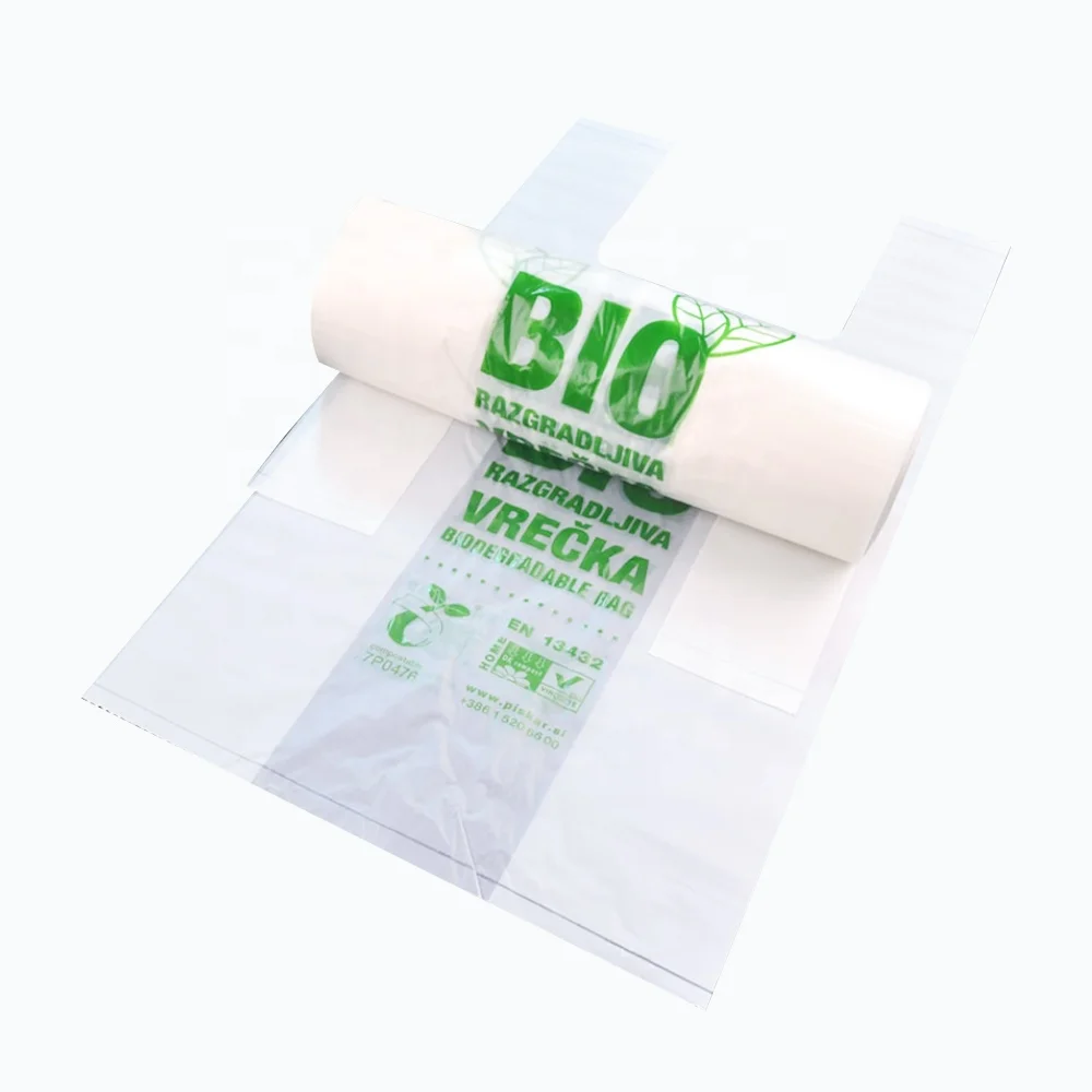 100% compostable carry opp pouch supermarket grocery retail plastic free packing biodegradable pla pbat shopping bag
