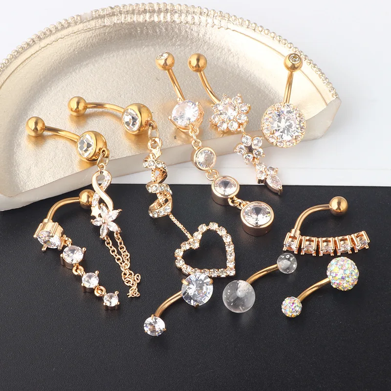 Wholesale navel button ringS medical surgery stainless steel circular barbell internal thread high quality piercing navel ring