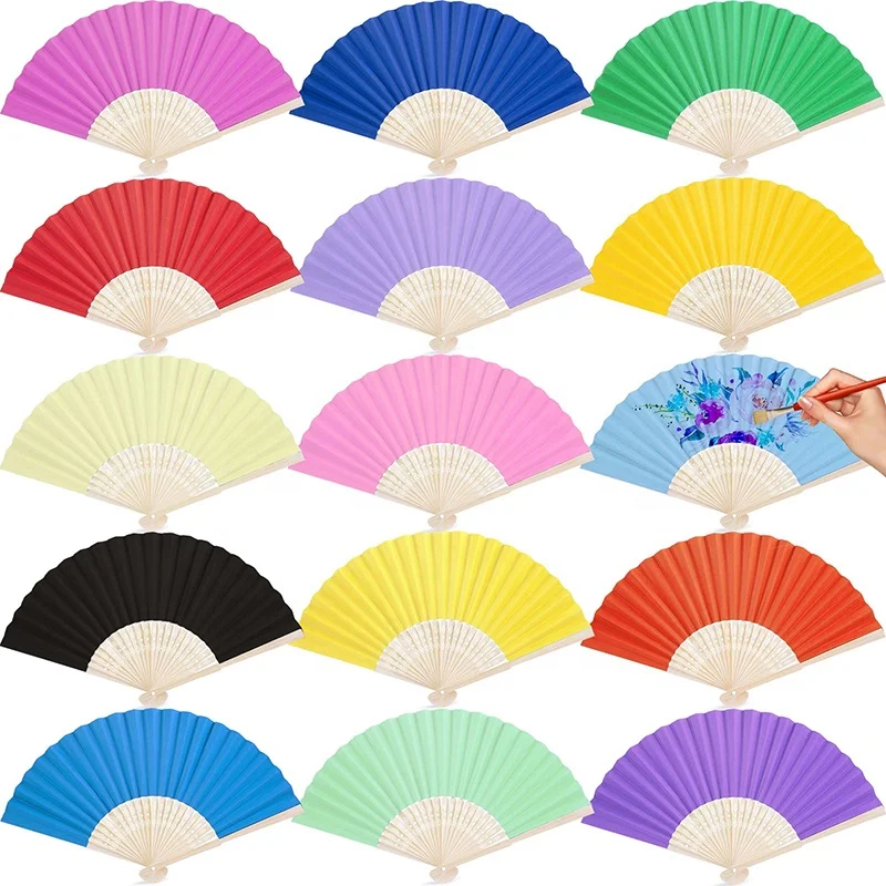 Held Paper Fans Handheld Folded Fan for Church Wedding Gift Party Favors DIY Decoration Bamboo Folding Fans