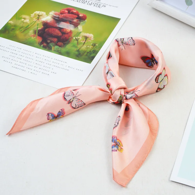 
Spring and summer new butterfly print 70cm ins decoration small fresh similar silk small square scarf women 