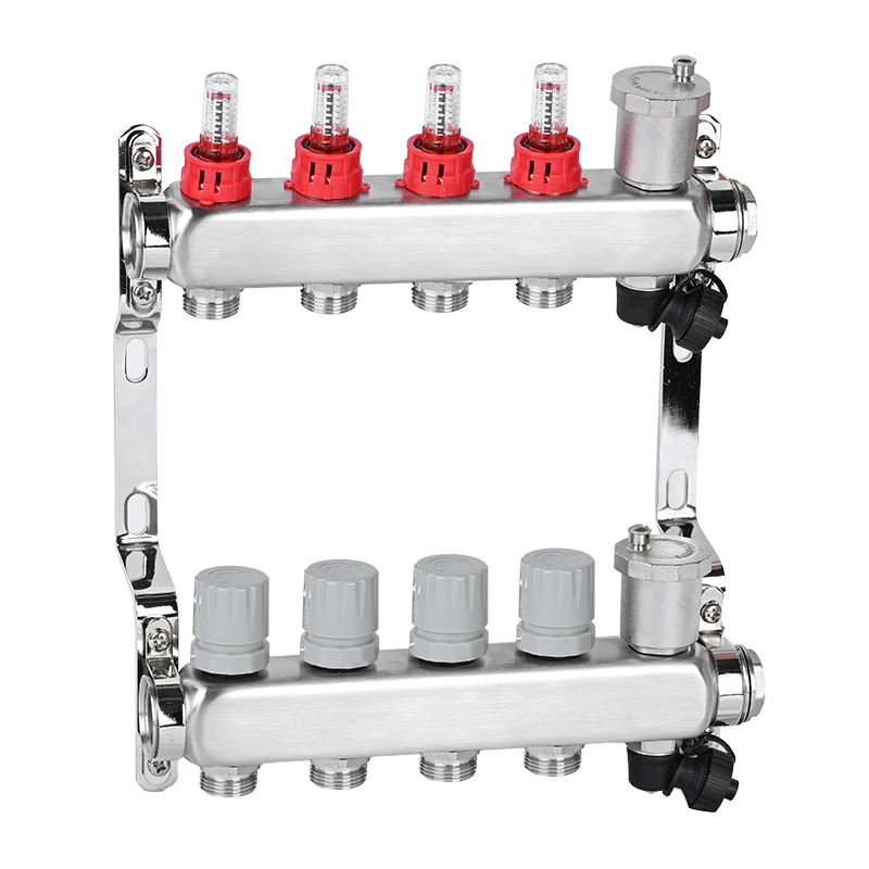 Apartment Use Underfloor Heating Manifold Gauge Set HVAC Valve Controller for Water Floor Heating Systems & Parts