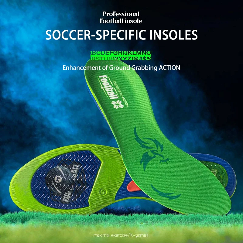 Professional football shoe insoles cushioning anti slip lightweight odor sweat shock absorbing soccer inserts poron sport insole