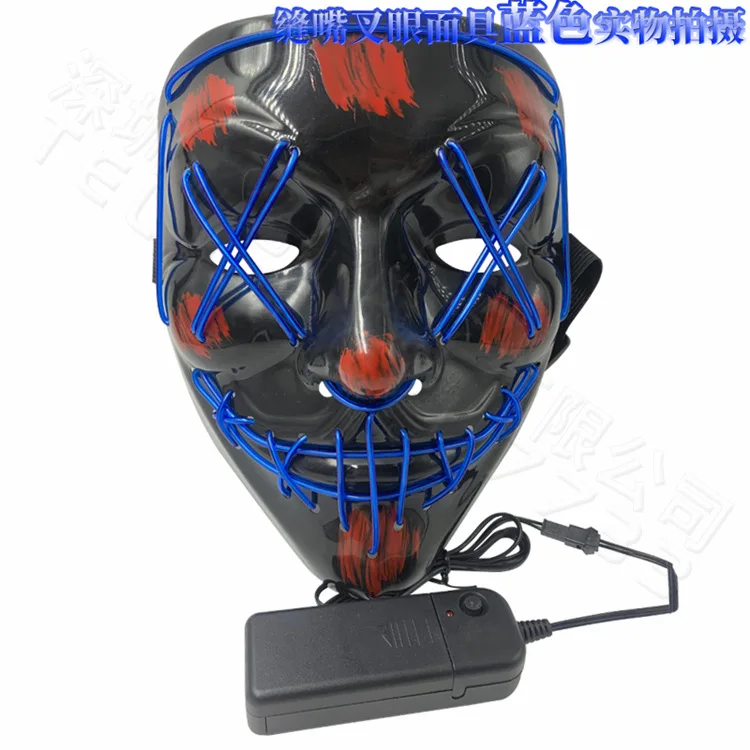 Halloween LED Mask Light Up Mask Glow in The Dark Cosplay EL Wire Halloween Festival Party Supplies for Adults