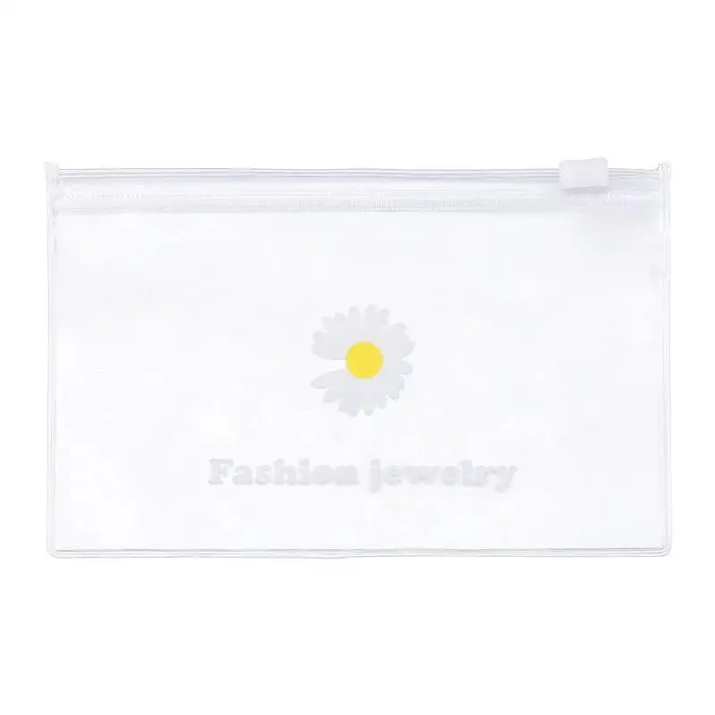 Маленькая сумка для хранения украшений с маргариткой, многофункциональные прозрачные удобные герметичные пластиковые пакеты