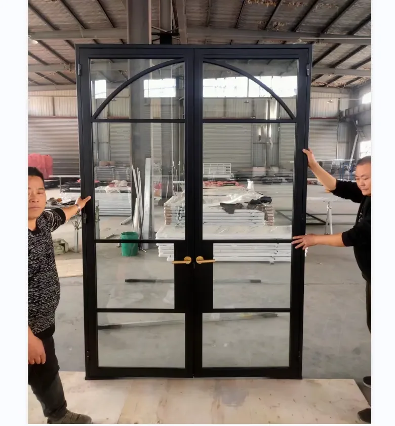 Steel Security Slim Customized Arched Steel Frames Black  Metal Door And Windows For Houses