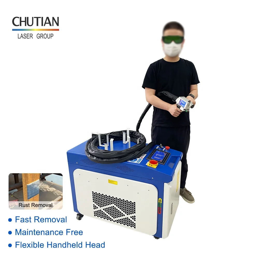 Handheld 1000w 1500w 2000w Raycus Portable Continuous Fiber Laser Cleaning Rust Removal System Machine