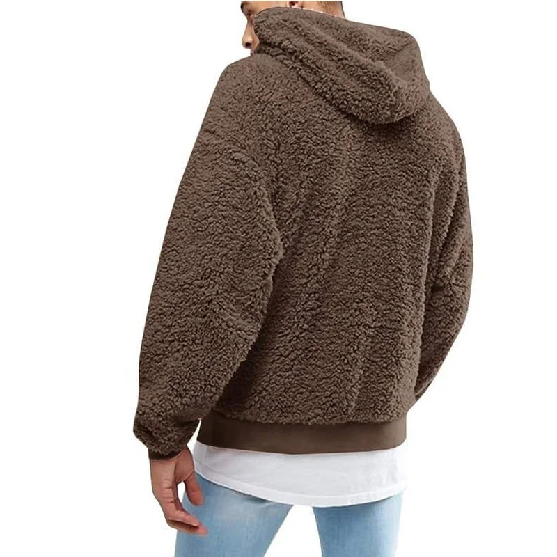 Mens Multicolor Custom Sherpa Lined Polor Fleece Fuzzy Pullover Hoodie Sweatshirts Front Pocket Fall Jacket For