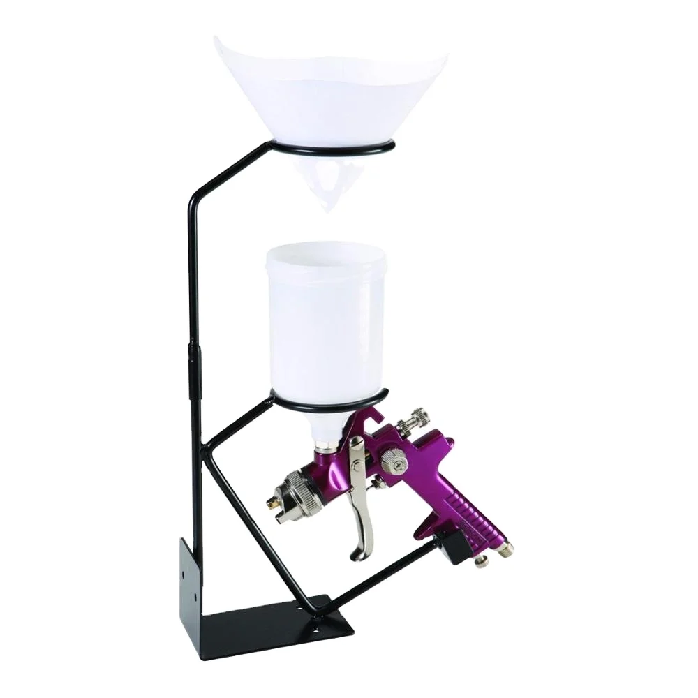 Mountable spray gun and paint strainer stand Gravity Feed Paint Spray Gun Stand Holder with Strainer Holder