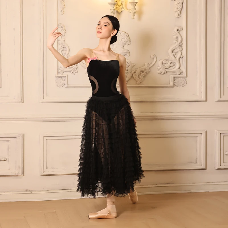 Camisole Strip Black Women Fashion Ballet Training Leotard Gymnastics Dancing Costume Adult Yoga Suit