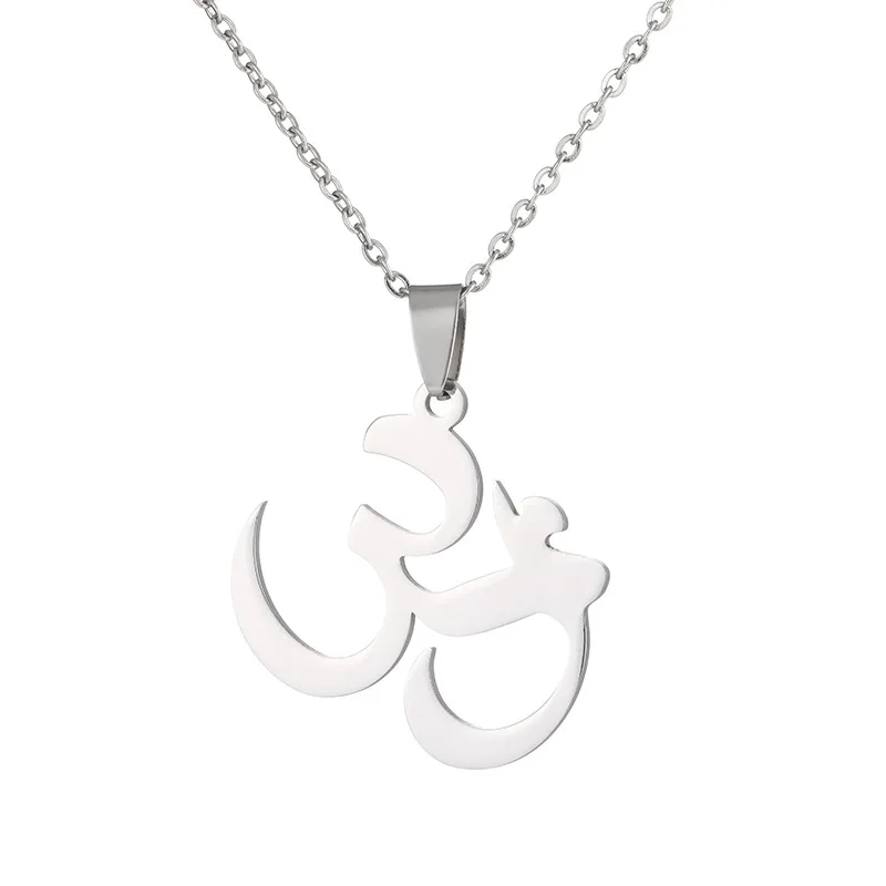 Stainless Steel Hinduism Ohm Om Necklace Aum Buddhist Pendant Necklace Men Women Indian Jewelry