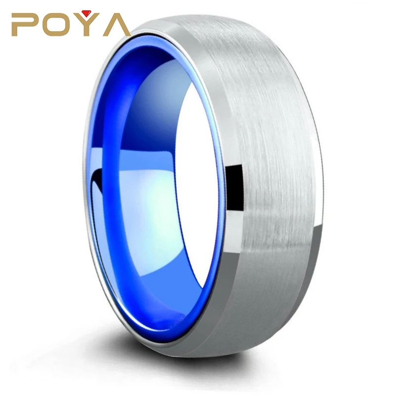 POYA Jewelry Hybrid Aluminum and Tungsten Wedding Ring Atlantic Blue