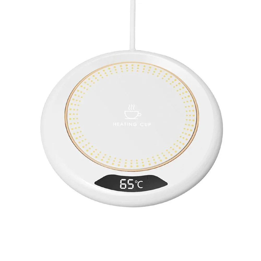 USB Cup Warmer Mini Portable Coffee Mug Heating Coaster Smart Digital Display Thermostatic Adjustment Timing Heater for Milk Tea