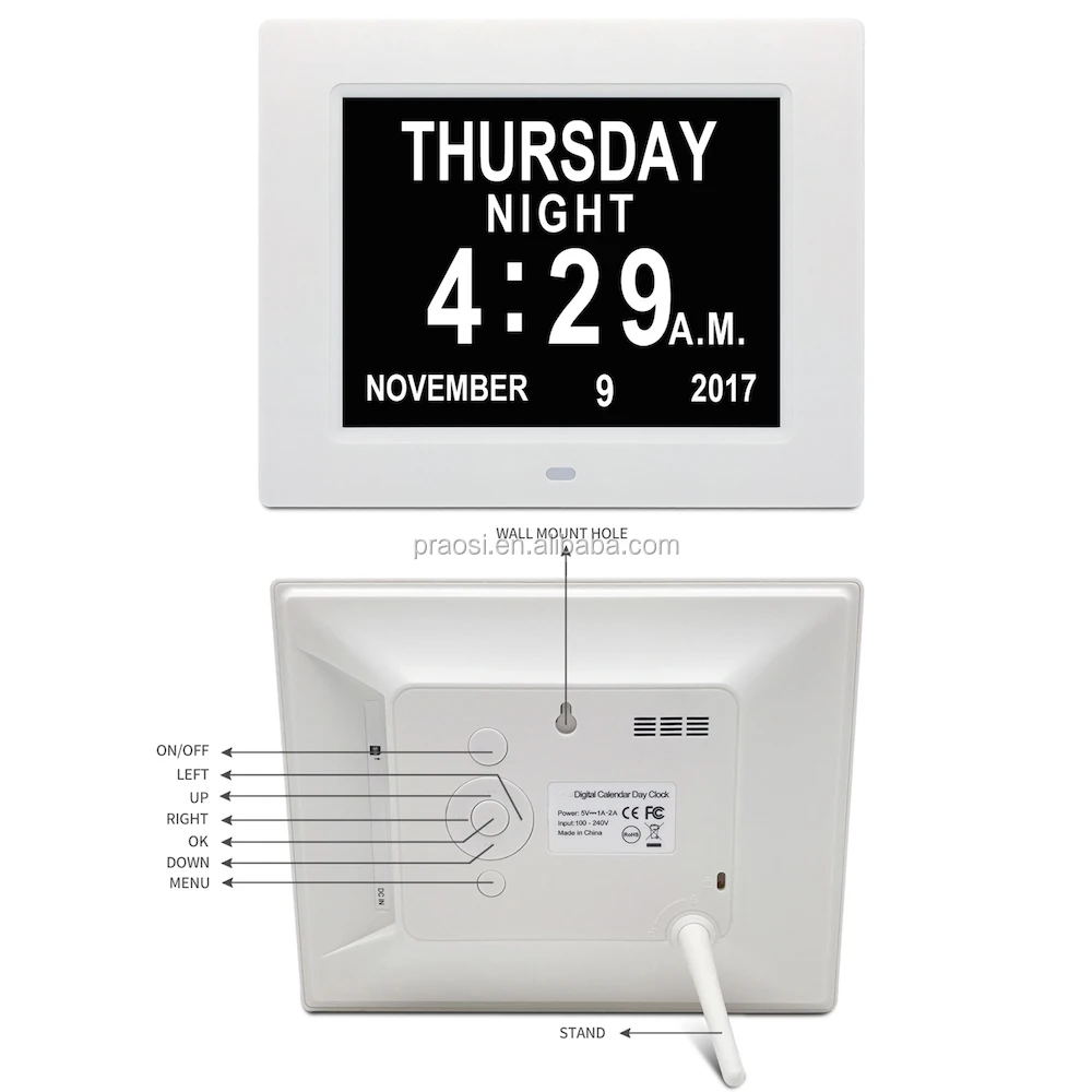 New Design Led Digital Calendar Day Clock 7 8 10 Inch For Dementia Elderly Seniors Alarm Clock