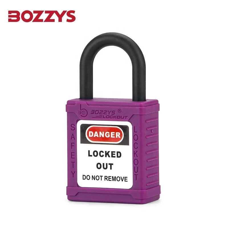 BOZZYS Nylon Purple Lockout Tagout Padlocks with 25*6.2mm Shackle for Industrial Lockout-tagout use on Conductive Areas