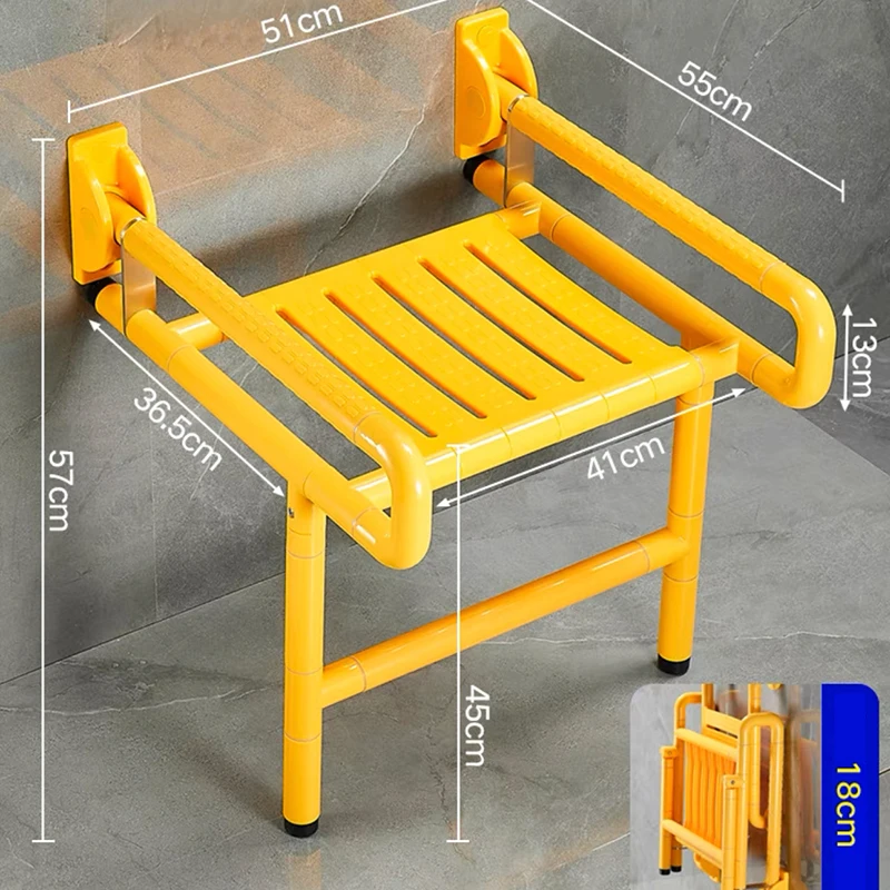 High Quality Factory Nursing Home Bathroom Shower Wall mounted bathroom Stool With Support leg foldable Shower Chair