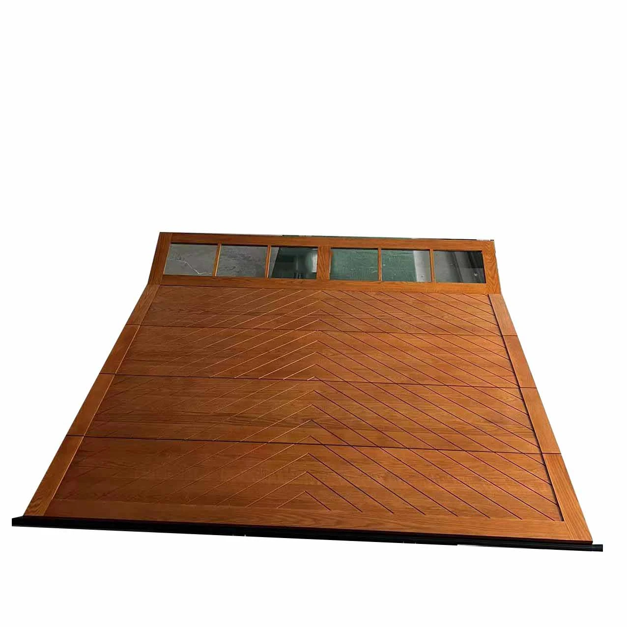 Фабрика JinPai, американская дубовая деревянная секционная дверь гаража, алюминиевая верхняя изоляция, 9x8 створок, панели из цельного дерева, двери гаража