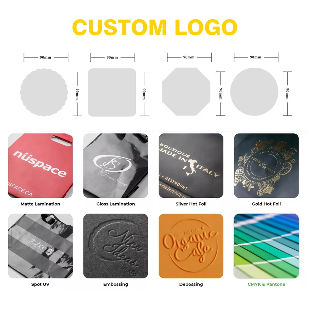 Custom Personalized Printed Die-Cut Bar Mat Blank Coasters Circle Individual Cardboard Paper Cup Coaster