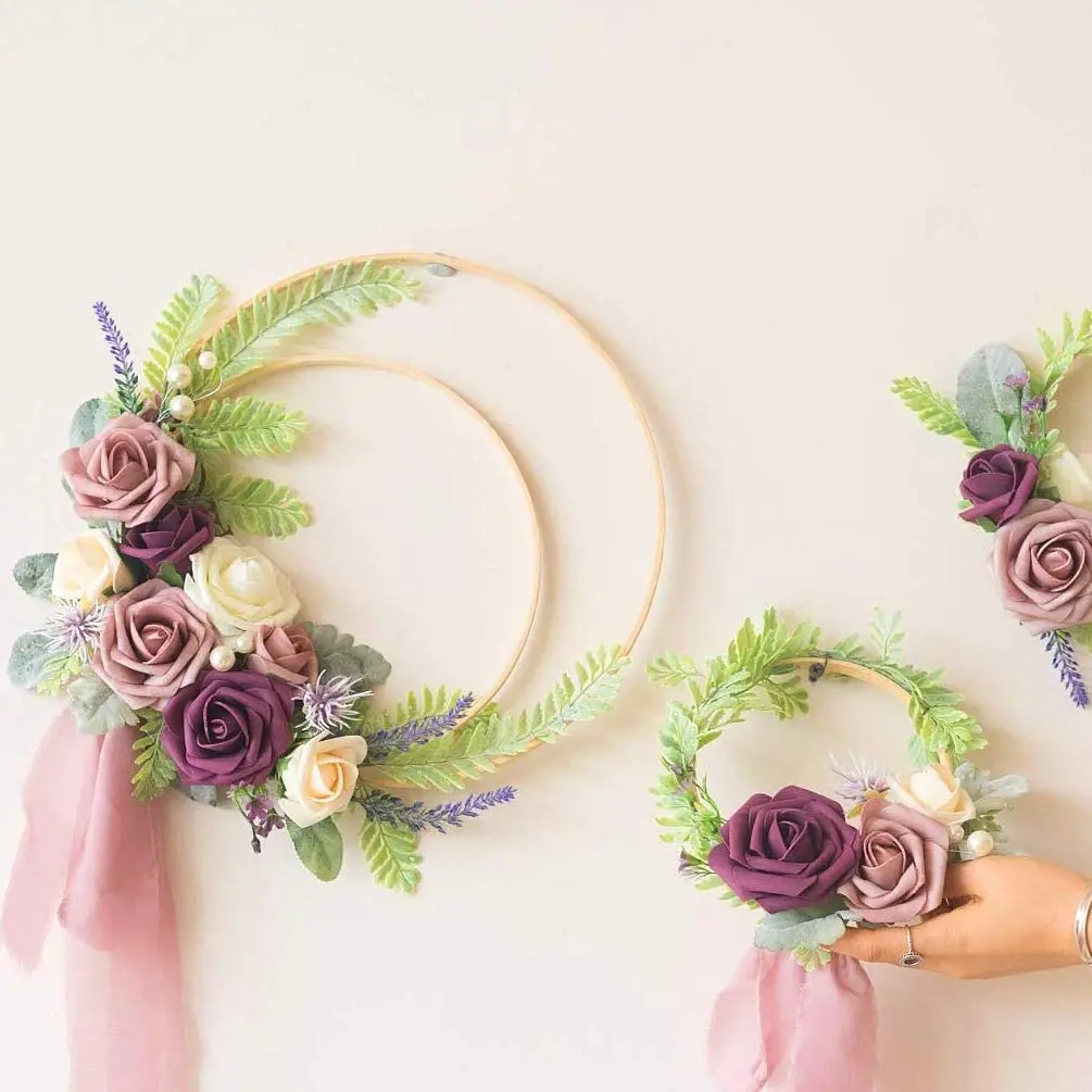 
DIY craft tools round circle wooden cross stitch wreath floral hoop macrame dreamcatcher bamboo ring 