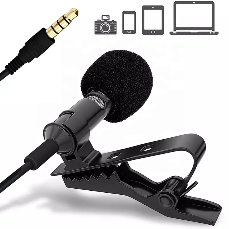 Live Video Streaming Headset Microphone Portable Mini Mic Clip-on Wired Lapel Lavalier Microphone For PC Notebook Laptop Camera